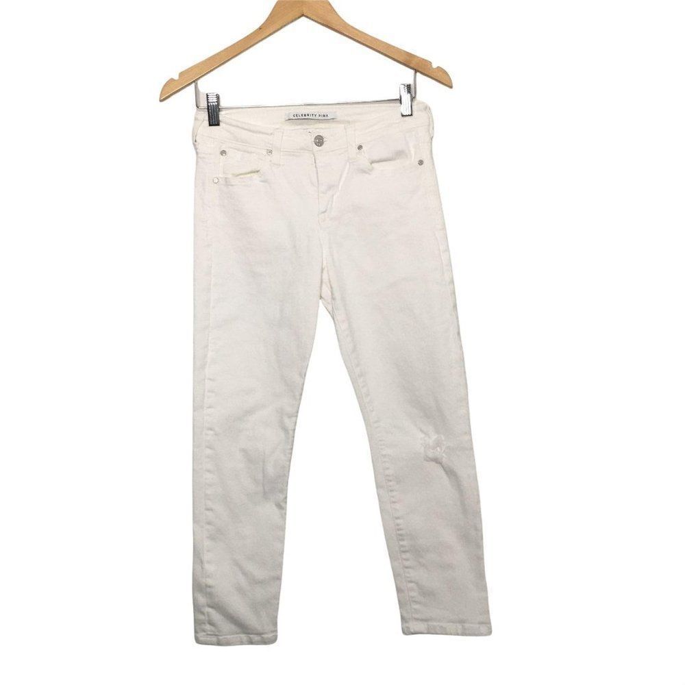 Celebrity pink white skinny jeans size 5/27